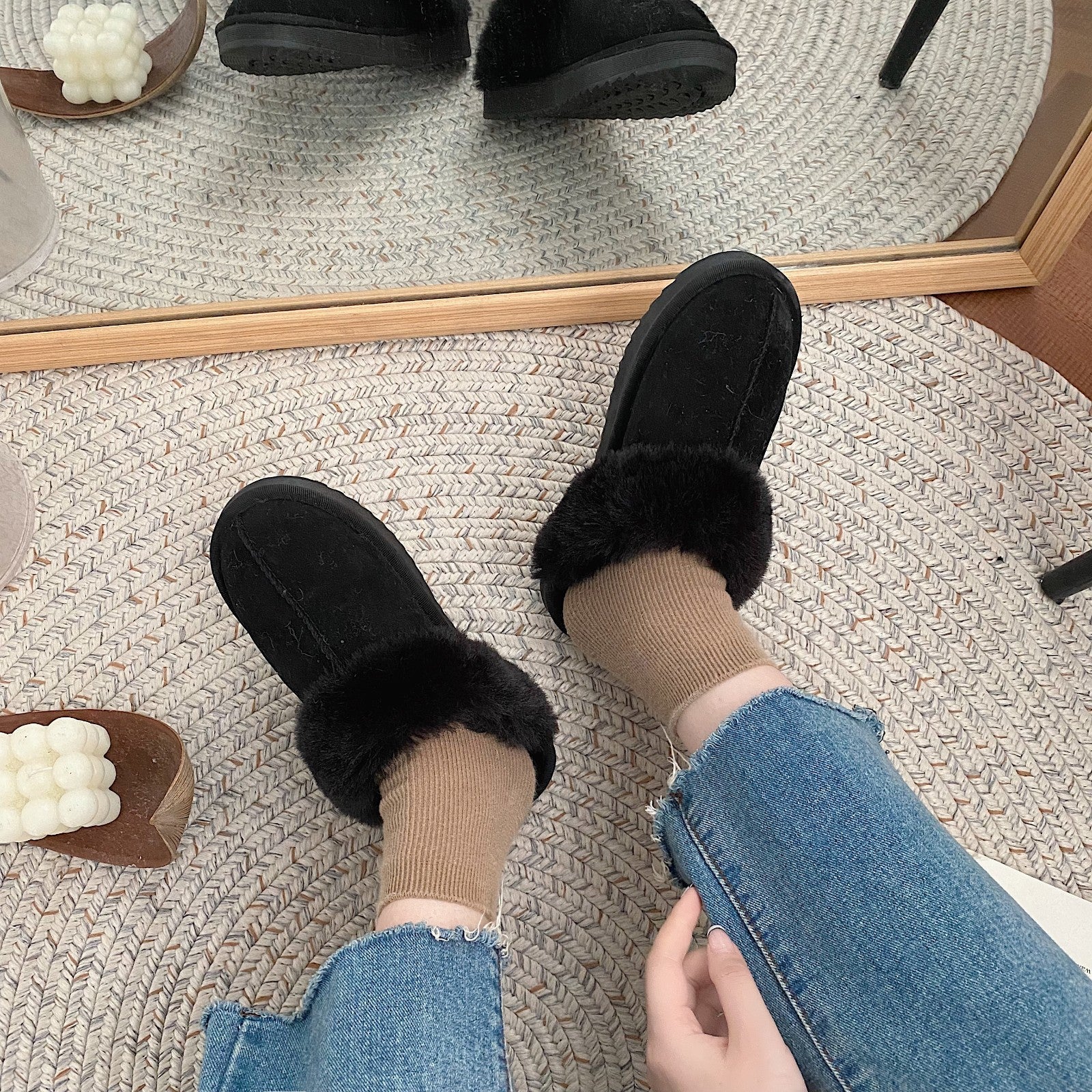 Snow boots for women in winter, plush and thick cotton shoes for students