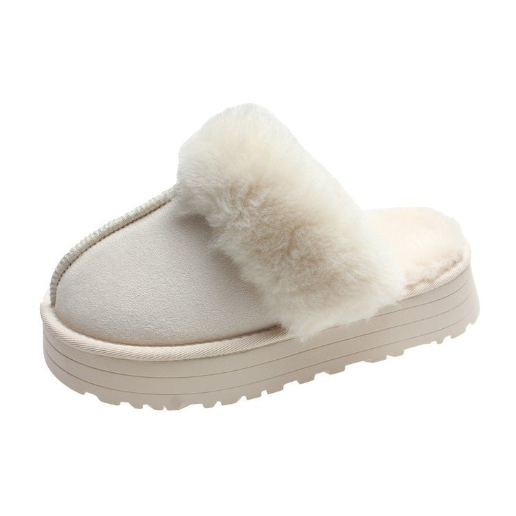 Winter Warm Plush Suede Slippers Women