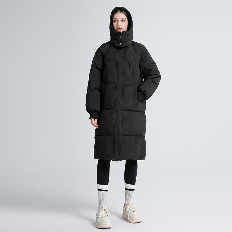 Fashion Style Cotton  Zipper Hooded Long Length  Women's Coat