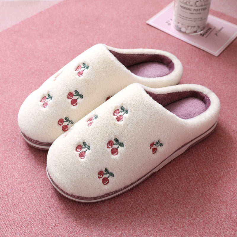 Fashion Fruit Indoor Slippers Women Warm Plush Home