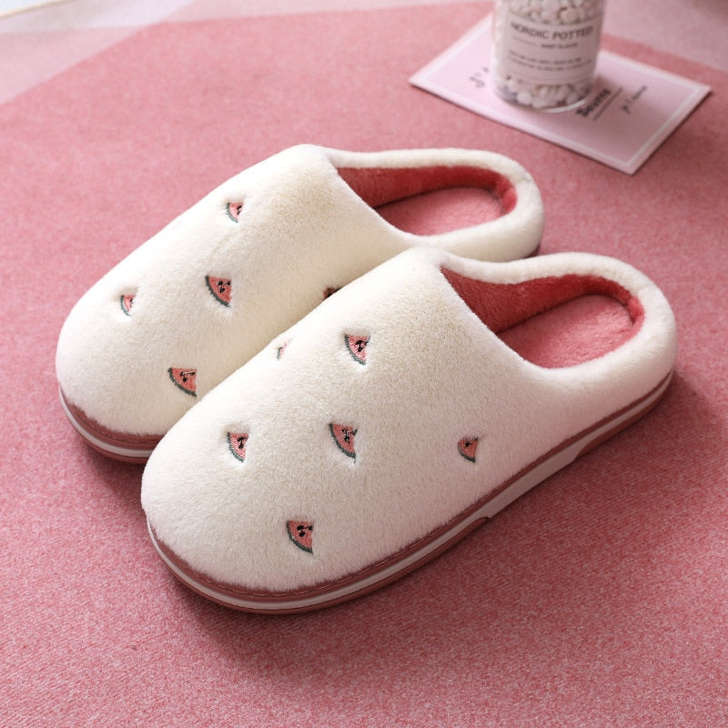 Fashion Fruit Indoor Slippers Women Warm Plush Home
