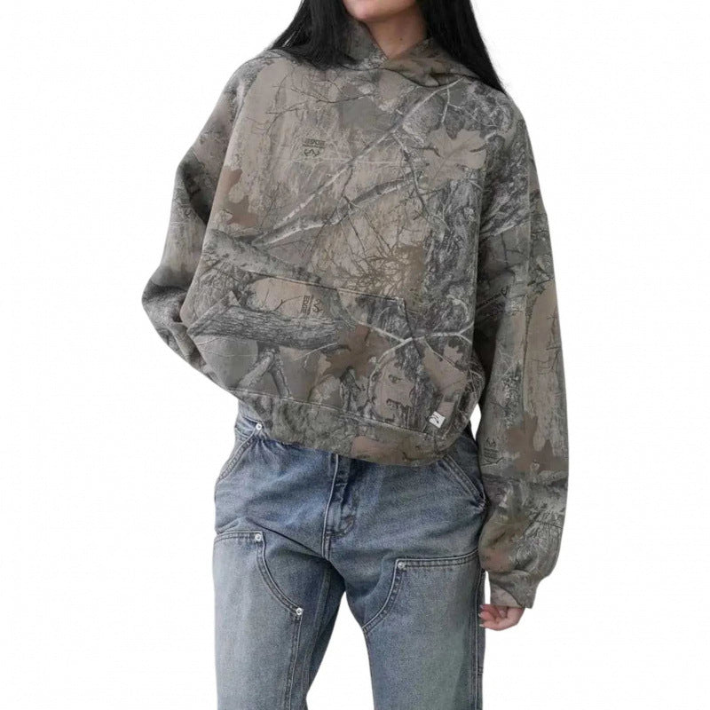 Autumn Women's Camouflage Hoodie Fashion Jungle Maple Leaf Branches 3D Printed Sweatshirt
