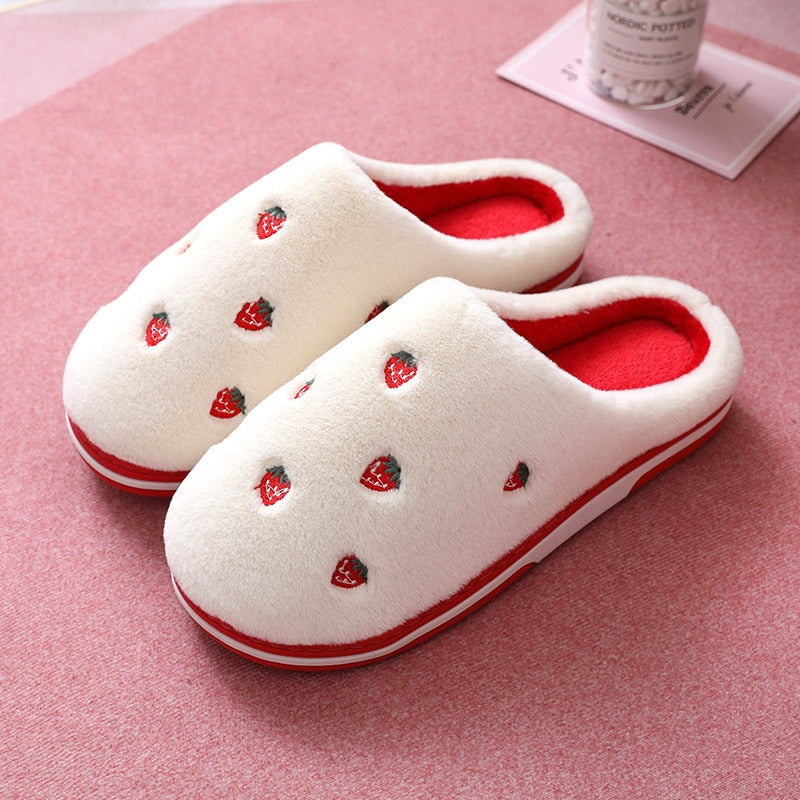 Fashion Fruit Indoor Slippers Women Warm Plush Home