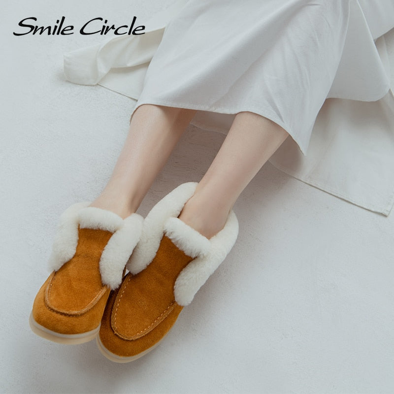 Winter Warm Plush Suede Slippers Women