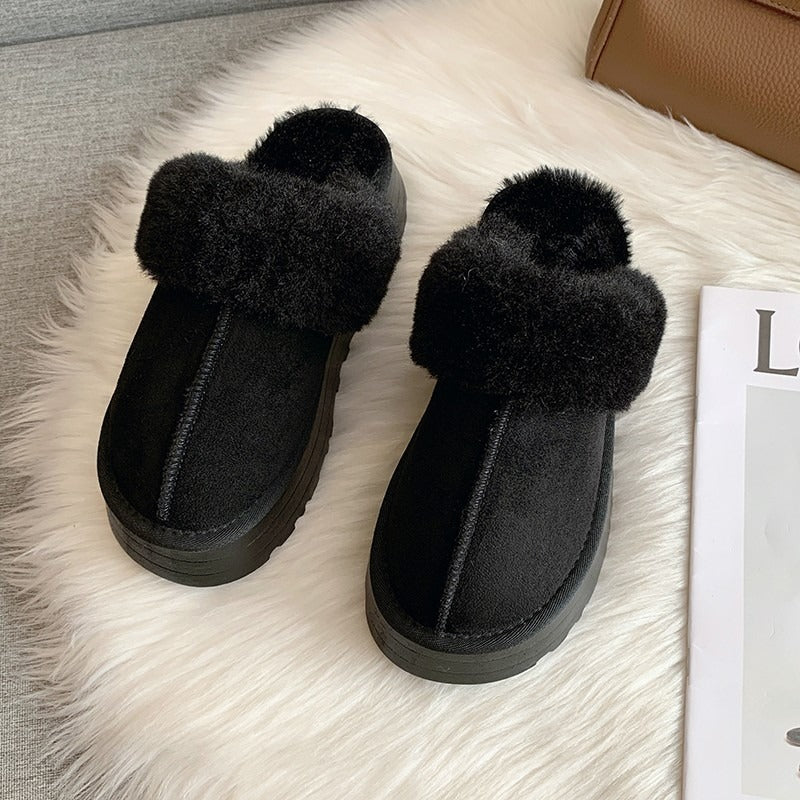 Winter Warm Plush Suede Slippers Women