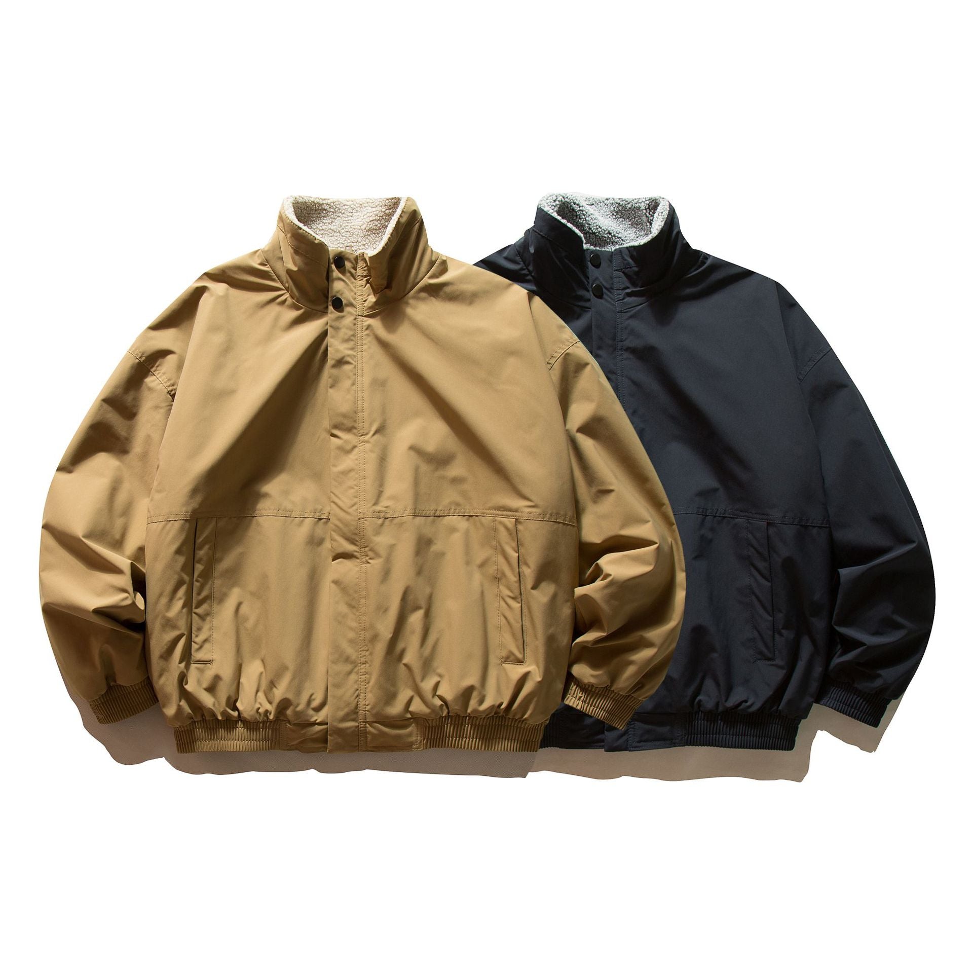 Shearling Cotton Coat Men's Simple Solid Color Loose Versatile Outerwear