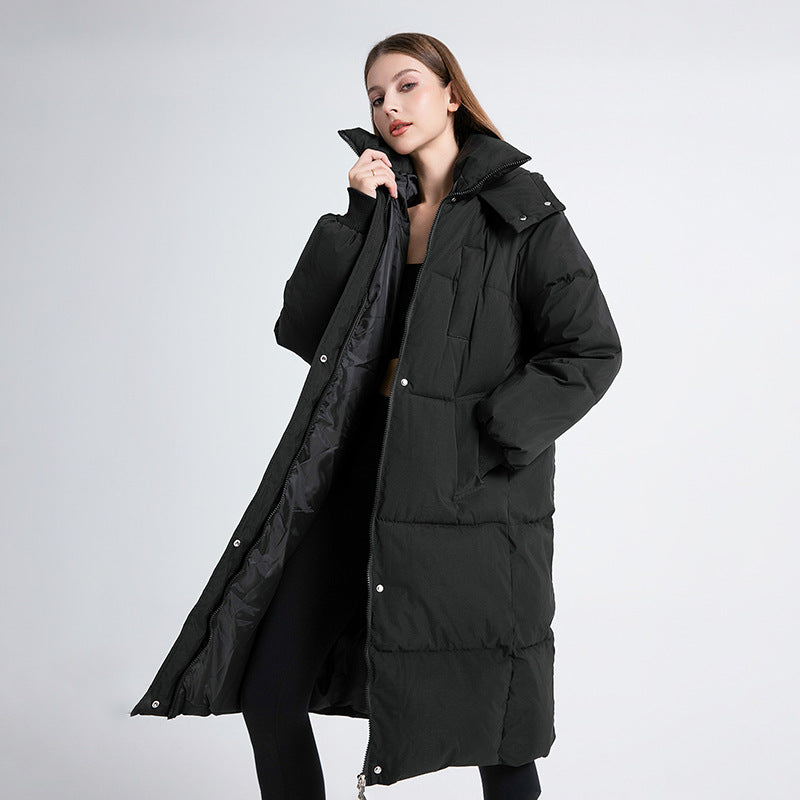 Fashion Style Cotton  Zipper Hooded Long Length  Women's Coat