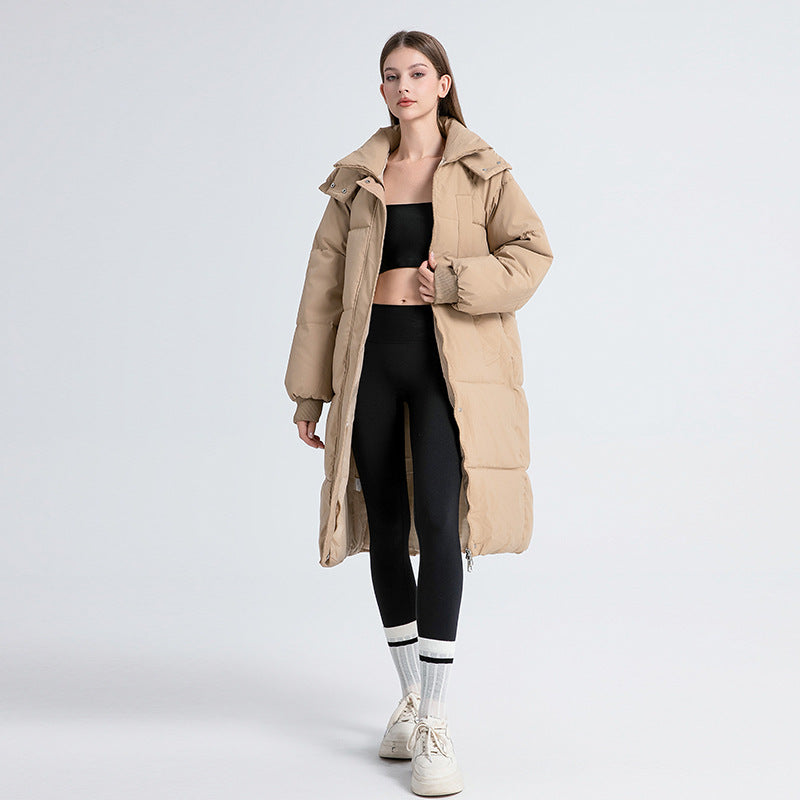 Fashion Style Cotton  Zipper Hooded Long Length  Women's Coat