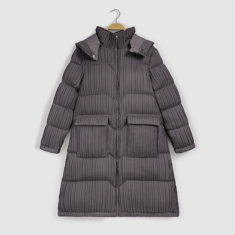 Women’s One‑Size Pleated Hooded Jacket with Stand Collar & Zipper Closure