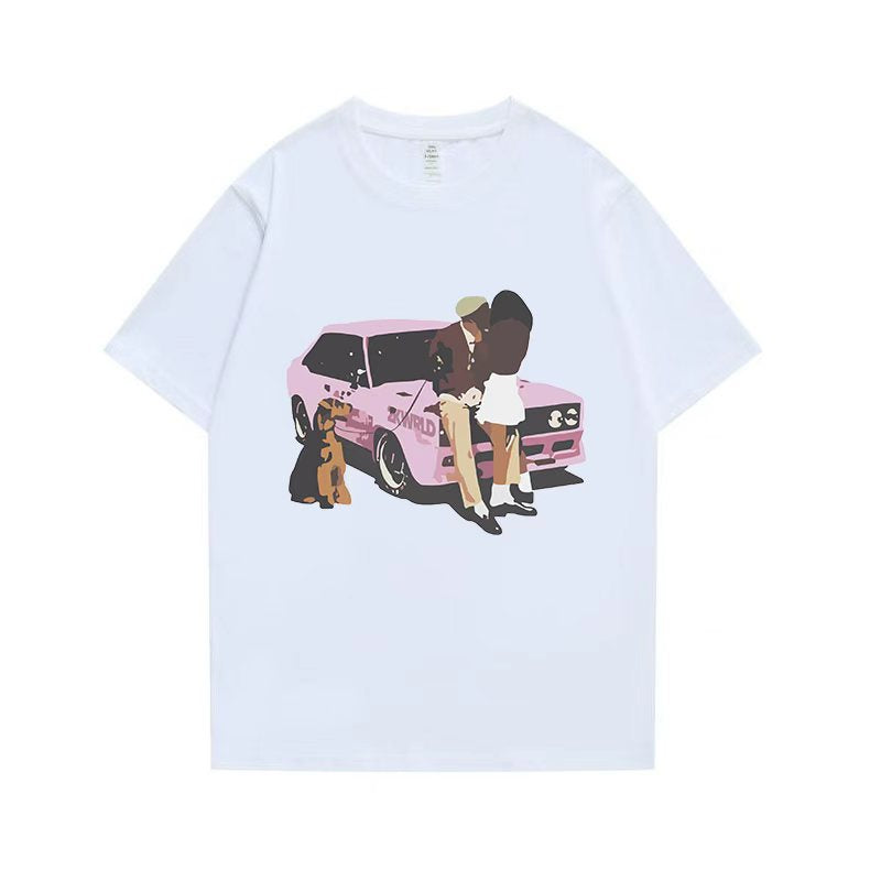 White letter short sleeved shirt