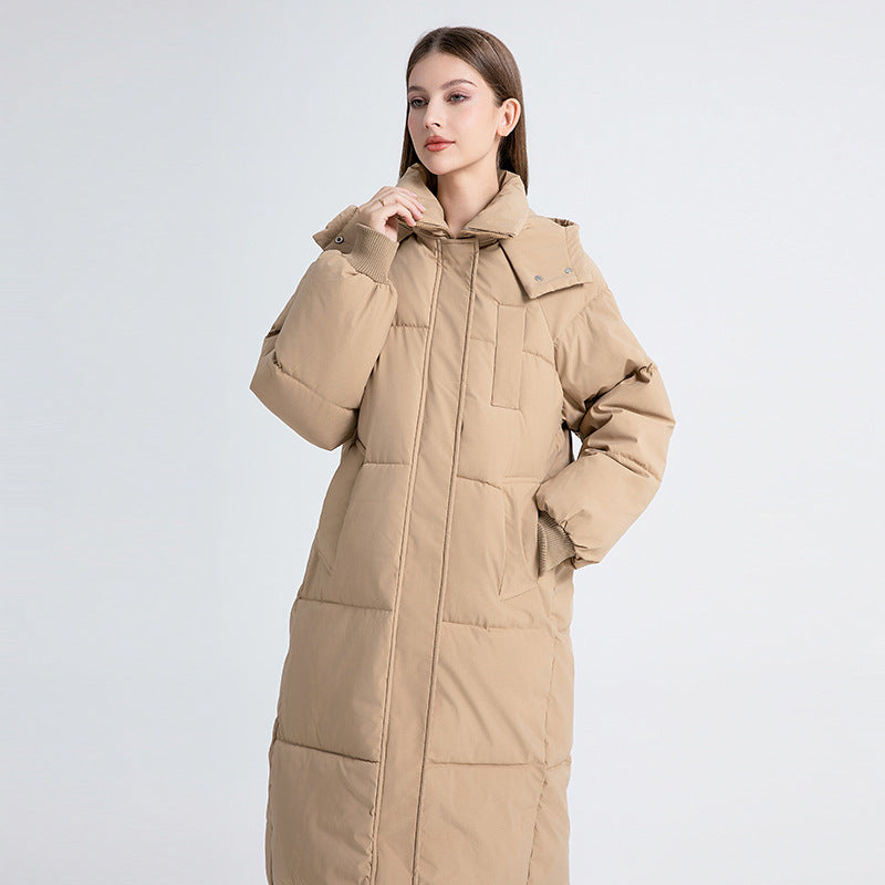 Fashion Style Cotton  Zipper Hooded Long Length  Women's Coat