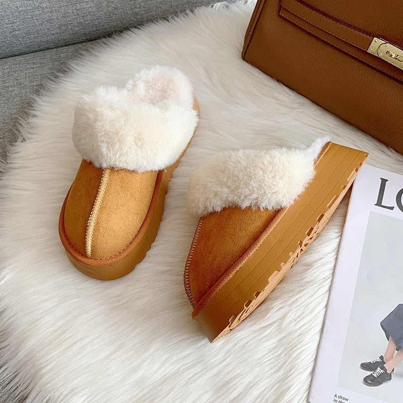 Winter Warm Plush Suede Slippers Women