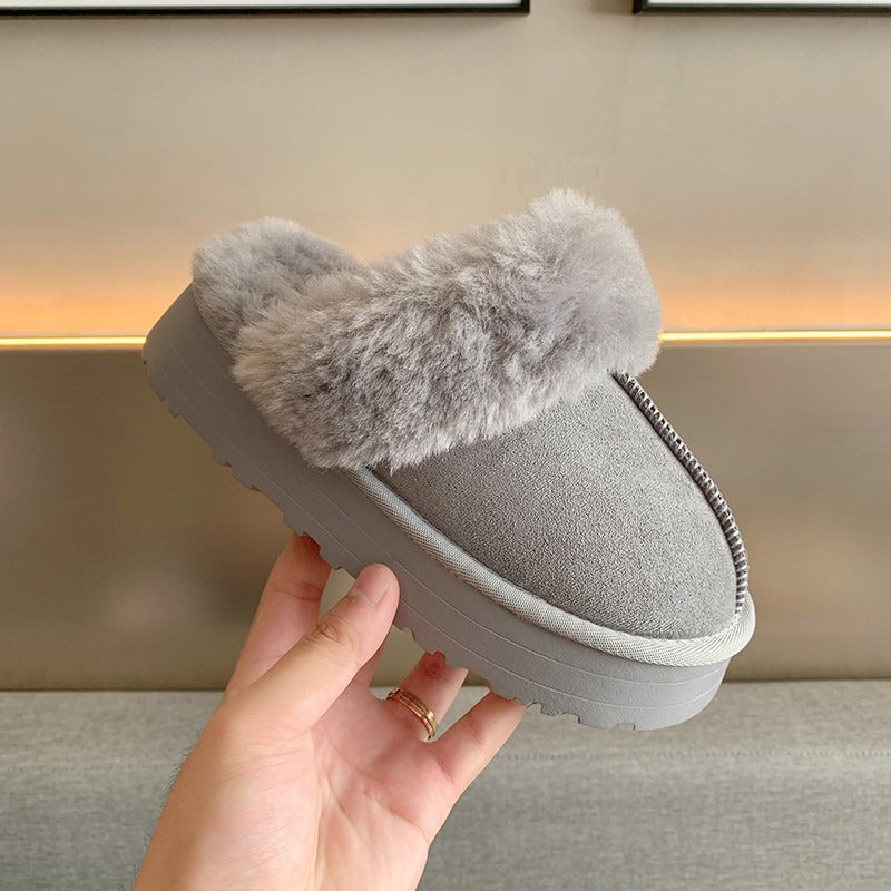 Winter Warm Plush Suede Slippers Women
