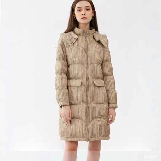 Women’s One‑Size Pleated Hooded Jacket with Stand Collar & Zipper Closure